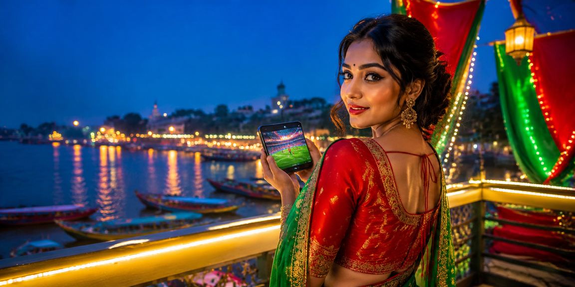 বরিশালে লাল-সবুজ পতাকার সামনে ফুটবল বেটিং ভাউচার দেখছেন একজন ব্যবহারকারী